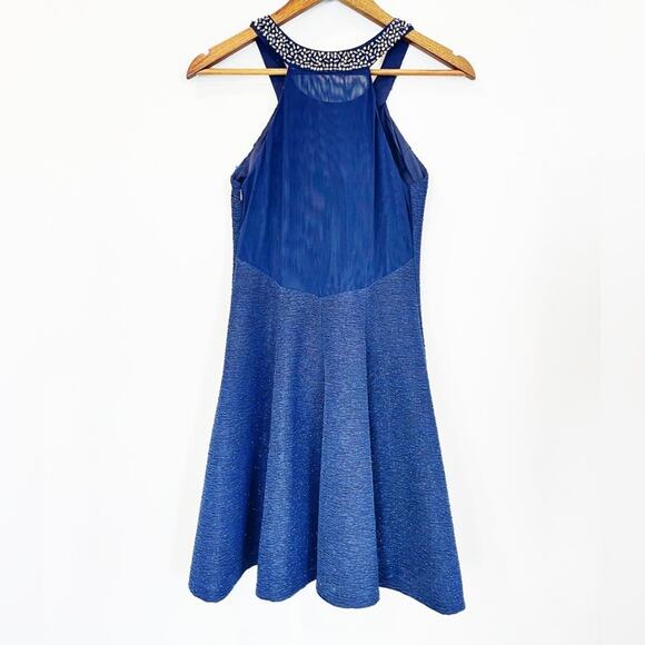 Betsy & Adam Beaded Embellished Halter Neck Minidress Navy Blue Size 4 NWOT - Picture 10 of 16